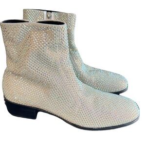 Dolce & Gabbana Fusible Rhinestones-Embellished Ankle Boots white leather US 8